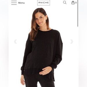 Women's navy blue rainbow speckled Lounge Pants with matching sweater